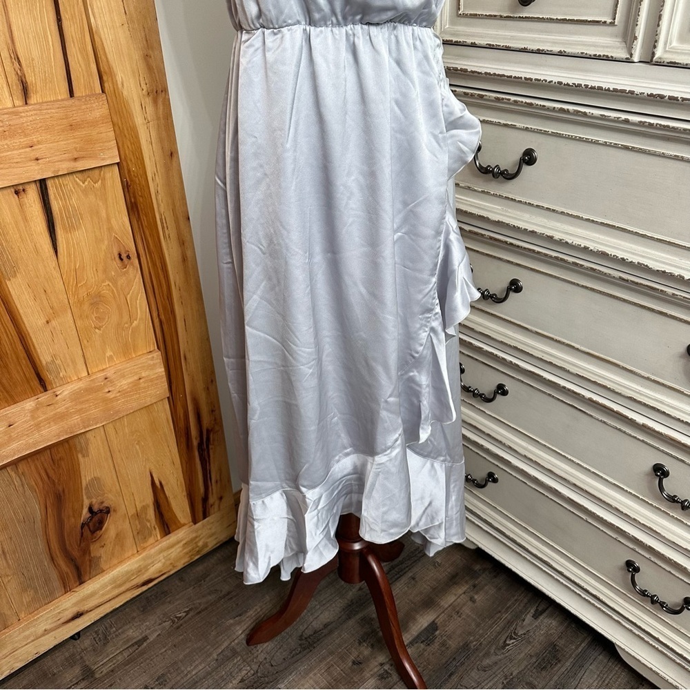 Show Me Your MuMu Light Blue Ruffle Wrap Dress - Picture 5 of 10